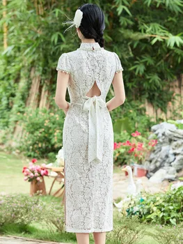 בוטיק סיני שמלת מסיבת חתונה נשים תחרה ארוכה צ ' יפאו Cheongsam