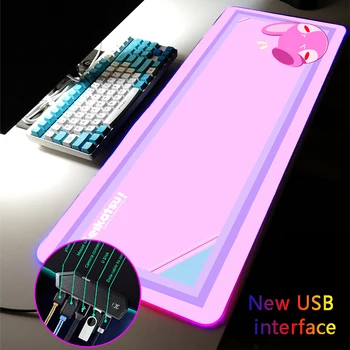 30*80 XXL גדול Multi-ממשק RGB משטח עכבר חמוד ארבע USB עגינה ברציף Typec ממשק USB HUB ורוד נשי MousePad השולחן מחצלת