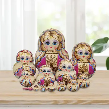 15Pcs בעבודת יד בבושקה קישוט לערום דמויות עץ בבושקה רוסית עבור מקום בבית במשרד ליל כל הקדושים לילדים