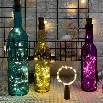 פקק בצורת פקק בקבוק מנורות LED מחרוזת חוטי נחושת אור עבור מסיבת החתונה 10pcs כוס יין פיה מנורה קישוט של חג ההמולד