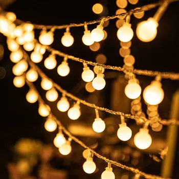 3M 12M הוביל כדור אורות מחרוזת חיצוני קמפינג אוהל פיות אורות גרלנד חג המנורה המסיבה הביתה החתונה גן תפאורה חג המולד