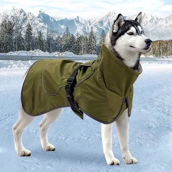 כלב חורף מעיל רעיוני עמיד למים, Windproof שכבה כפולה כלב בגדים בשביל גדולות ובינוניות גזע כלבים חיצוני