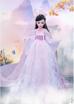 1/6 מידה 30cm העתיקה תחפושת Hanfu שמלה שיער ארוך נסיכה מהאגדות ברבי הבובה המפרקים בגוף דגם צעצוע מתנה עבור ילדה C1238B