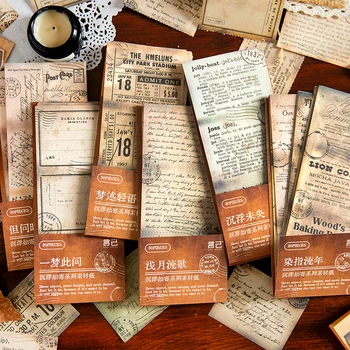30 גיליונות בר חלוף אורז בציר חומר צמחי נייר רטרו כרטיס נייר רקע DIY מתכננת בעבודת יד, אלבום מעוצב