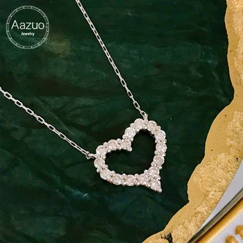 Aazuo 100% מוצק לבן 18K זהב יהלומים אמיתיים 0.35 ct פיות שרשרת לב עם שרשרת מוכשר לנשים יוקרה מסיבה 18 אינץ Au750