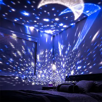 1Pcs LED כוכב מקרן סופר מבריק כוכבים מנורת שולחן הלילה, אור שמיים מופעל על סוללה מנורת לילה מנורת לילדים השינה מתנות