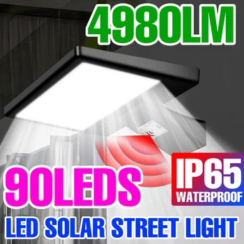 LED אורות השמש PIR חיישן תנועה תאורת IP65 עמיד למים רחוב מנורה חיצונית קישוט הגן שמש מופעל על מנורת קיר