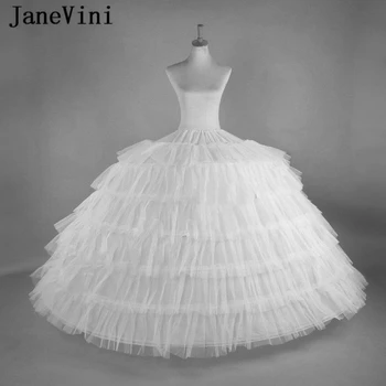 JaneVini 6 שכבות נפוחות טול שמלת נשף שמלות תחתוניות שמלת הכלה 6 חישוק קרינולינה קפלים התחתונית Underskirt אביזרים החתונה