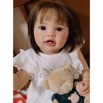 24Inch התינוק נולד מחדש בובת תינוק בן יומו לוטי הנסיכה הילדה מציאותי מגע רך 3D גוון העור עם נראים לעין ורידים אמנות הבובה