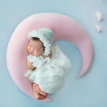 תינוק כובע פוזות שעועית הירח כרית כוכבים להגדיר תינוקות יריות צילום אביזרים היילוד צילום אביזרים רקע תפאורה