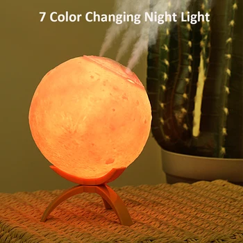 1500ml משולש זרבובית אוויר אדים עם צבעוני הירח צמח, תאורה נטענת USB אלחוטי קולי ערפל היוצר הקוטל