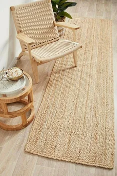 יוטה שטיח שטיח יוטה טבעי בסגנון הפיך קלוע מודרני כפרי נראה שטיחים על המיטה בחדר גדול שטיחים לסלון
