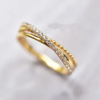 קוריאני אופנה עיצוב S925 כסף טבעות נישואין לנשים 14 K זהב טבעת יוקרה זוג טבעות נישואין טבעות אירוסין תכשיטים