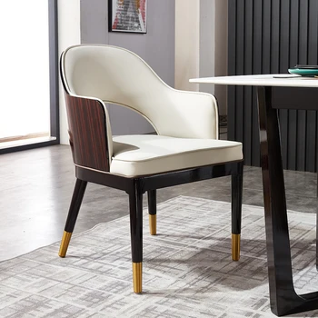 המשרד נורדי האוכל כיסא עור יוקרתי ארגונומי העתק מעצב כסא עץ מלא לבן Chaises-סל אבוס רהיטים