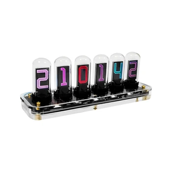 דיגיטלי IPS מסך בצבע מעין Nixie Tube שעון שולחן עבודה אלקטרוני, לוח שנה, זמן צילום זוהר צינור שעון מעורר השולחן לקישוט