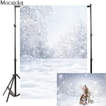 Mocsicka החורף צילום רקע לבן שלג יער הר השלג קישוט הילד צילום דיוקן רקע מותאם אישית בסטודיו