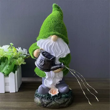 אנרגית שמש התקבצו Gnome שרף פסל חוצות פטיו גן הדשא עם הגמד אמנות קישוט הסיטוניים