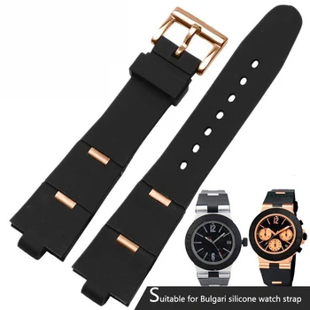 רצועת שעון גבר שחור גומי החלפת להקת שעון רצועה עבור bvlgari bvlg Diagono24mm x 8 מ 