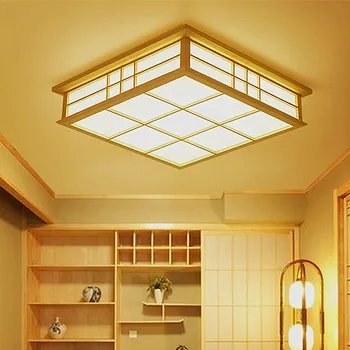 עץ אורות התקרה בסגנון יפני טאטאמי מנורת LED תקרת עץ תאורה חדר אוכל חדר השינה מנורת חדר לימוד עץ אור led