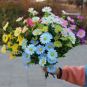 4pcs מלאכותי דייזי פרחים צבעוני במרקם עדין זיוף לשתול צמחייה בעיצוב פנים חיצוני גינה מרפסת וקישוטי חתונה