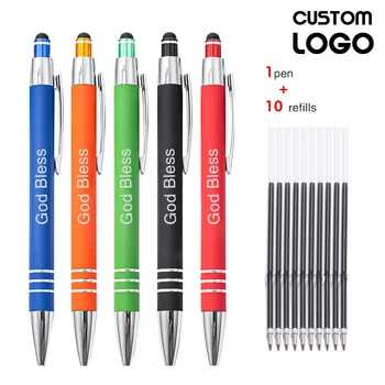 עט+10 מילויים עט כדורי מתכת מותאם אישית לוגו קבל עטים מותאמים אישית מתנות המודעה עט בית הספר מכשירי כתיבה, ציוד משרדי
