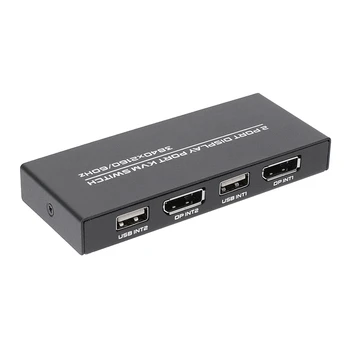 Displayport מתג KVM 4K@60Hz DP USB Switcher עבור 2 מחשבים לשתף מקלדת עכבר מדפסת, צג Ultra HD