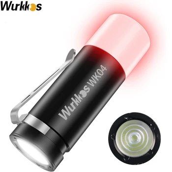 Wurkkos WK04 90CRI פנס דו צדדי פנס נטענת משולבת עם אור אדום אזהרה גודל Mini ביד אחת לשלוט