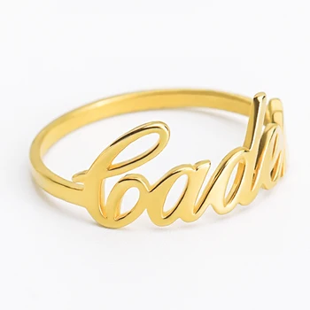 Stackable מותאם אישית שם את הטבעת על נשים החברים הכי טובים Faux פאטאל טבעת נירוסטה שם טבעת