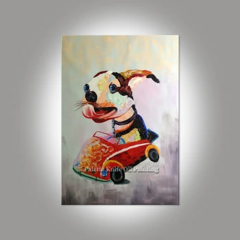 הכלב ציור על בד אמנות קיר תמונות עבור סלון הבית עיצוב פופ ארט הכלב המודרני מופשט צבוע ביד החיה קיר decor12
