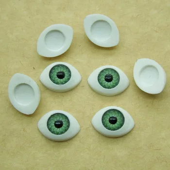 100Pcs(50pairs) חצי פלסטיק דול EyesGreen צבע BJD העיניים, אליפסה בובה Dollfie עיניים עיניים הסיטוניים 13.5*9.5 מ 