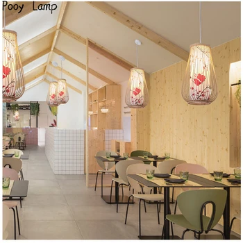 אורות תליון הוביל נברשת במבוק עץ ריהוט קש המנורה מוצר חדש בסגנון סיני מסעדה חדר תה, מרפסת פרוזדור