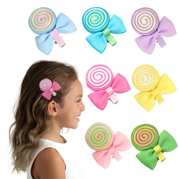 2023 החדשה Lollipop שיער קליפים ממתקים ממתקים סיכות עם קשת לתינוק בנות סיכות ילדים Headaddress ילדים אביזרים לשיער