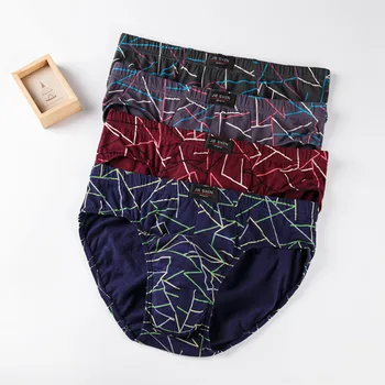 JIESHEN החדש פס ביקיני מכירת 4pcs/Lot Mens קצר כותנה Mens תחתונים, מכנסיים לגברים, הלבשה תחתונה סקסית