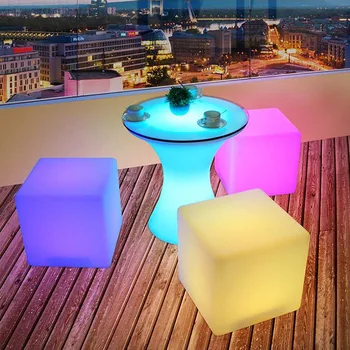 Thrisdar הקוביה הכיסא אור 12 אינץ אלחוטי LED הקוביה מושב למבוגרים קל טעינה LED מודול עם שלט הביתה, מסיבת גן, עיצוב