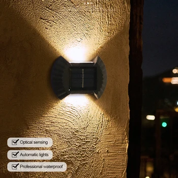 זוגי-צד שמש מנורת קיר חיצוני עמיד למים LED אור גן עיצוב המנורה מרפסת חצר רחוב המדרגות אור גדר אור