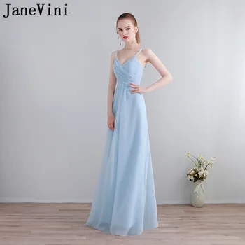 JaneVini Vestidos שיפון שמלה בתוספת גודל V-צוואר חתונה תחרה מסיבת הסנדקית האמא של הכלה שמלות 2018 החלוק דה Mariee