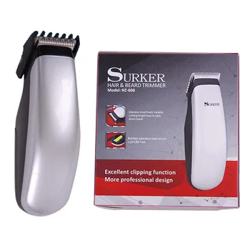 Surker NZ-608 מיני אלקטריק שיער זקן גוזם סוללת AA קליפר שיער מכונת גילוח מכונת גילוח מכונת חיתוך נירוסטה הראש החותך