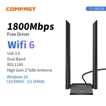 Comfast WiFi 6 מתאם USB כפול הלהקה AX1800 USB3.0 אלחוטית Wi-Fi דונגל נסיעה חינם כרטיס רשת WiFi6 מתאם שולחן עבודה נייד