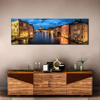 פנורמי בהיר ונציה, תעלות בד להדפיס ציור הפוסטר הביתה תפאורה קיר אמנות קישוט תמונה בסלון ספה