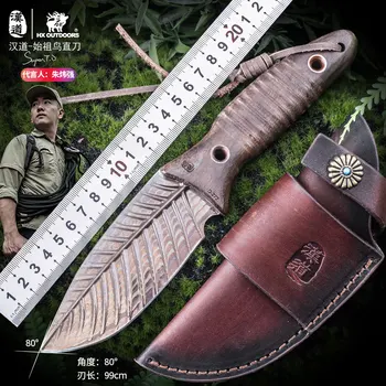 HX בחוץ דמשק סכין יפנית קמפינג כלי ציד טיול אוסף סכינים מתנות לגבר עם עור נדן Dropshipping