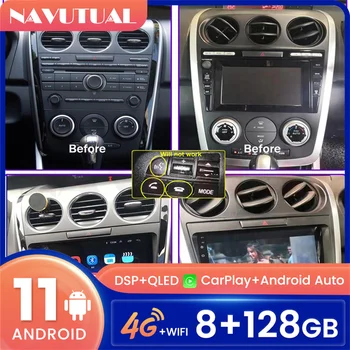 הרדיו ברכב עבור מאזדה CX7 CX-7 CX 7 המיון 2008-2012 אנדרואיד 11 סטריאו ברכב נגן מולטימדיה GPS נאבי אודיו וידאו IPhone Carplay FM טלוויזיה