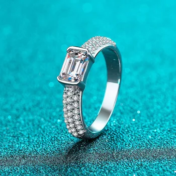 HTOTOH 1 קראט Moissanite יהלום D צבע לבן חן S925 כסף סטרלינג הטבעת אישה אירוסין תכשיטים לחתונה