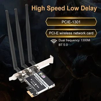 PCIE כרטיס רשת מתאם אלחוטי Dual Band 2.4/5G כרטיס רשת WiFi Bluetooth תואם-5.0 אנטנה חיצונית עבור Dekstop PC