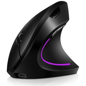 1 יח אלחוטית 2.4 G אנכי אנכי העכבר אילם RGB עכבר המשחקים המשרד עכבר ארגונומי למחשב נייד שחור