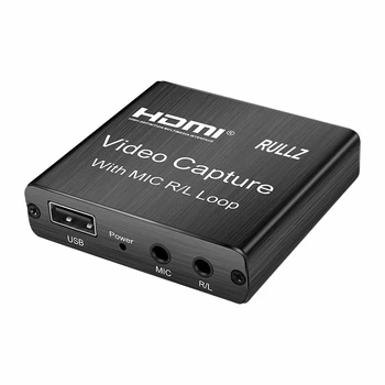 USB 2.0 HDMI 4K וידאו כרטיס לכידת מיקרופון באודיו הטלוויזיה לולאה HD 1080p המשחק ללכוד את כרטיס בהזרמה בשידור חי תיבת הקלטת וידאו הרישוי.