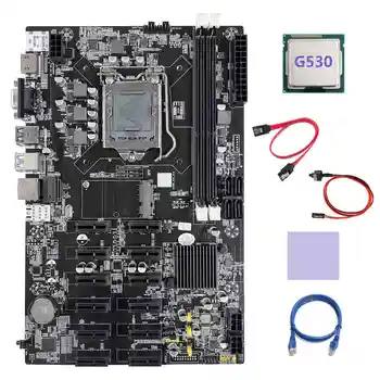 B75 12 PCIE ETH כרייה לוח האם LGA1155 לוח אם+G530 מעבד+SATA הכבלים+כבל רשת RJ45+החלפת כבל+פד תרמי