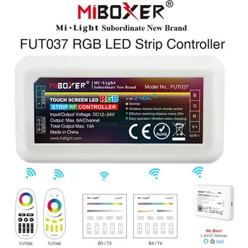 MiBoxer 4-אזור חכם RGB LED הרצועה בקר FUT037 DC12V 24V 10A תמיכה 2.4 G מרחוק בקרת WiFi עובד עם RGB LED הרצועה