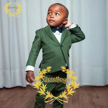 ירוק כהה ילד חליפה 2 חתיכת מסיבת החתונה טוקסידו רשמית בלייזר המכנסיים חליפת ילד קט, מכנסיים בלייזר ניניו ביבי