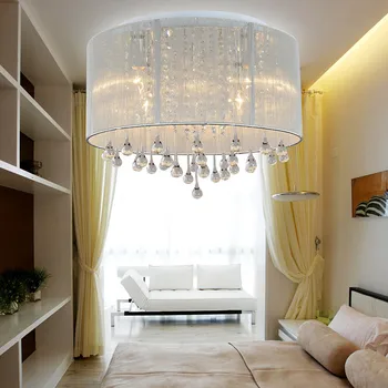מודרני מינימליסטי פסטורלי בד קריסטל מנורת תקרה אופנה רומנטית בסלון תאורה הגביש הוביל את האורות בחדר