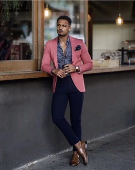 הסגנון האיטלקי Slim Fit תחפושת Homme 2 חתיכות אופנה חליפות גברים חתן הנשף חליפות שושבינים בלייזר עבור החתונה (ז ' קט+מכנסיים)